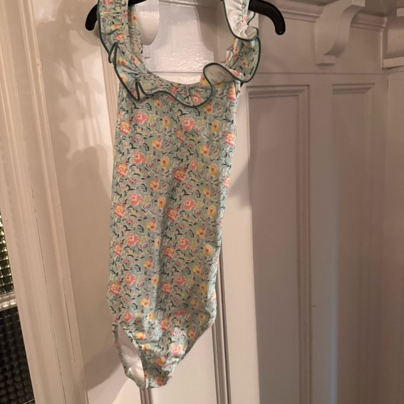 NWT Polo Ralph Lauren Floral Ruffled Criss Cross Back  Swimsuit Girls Size 6X - Picture 6 of 11